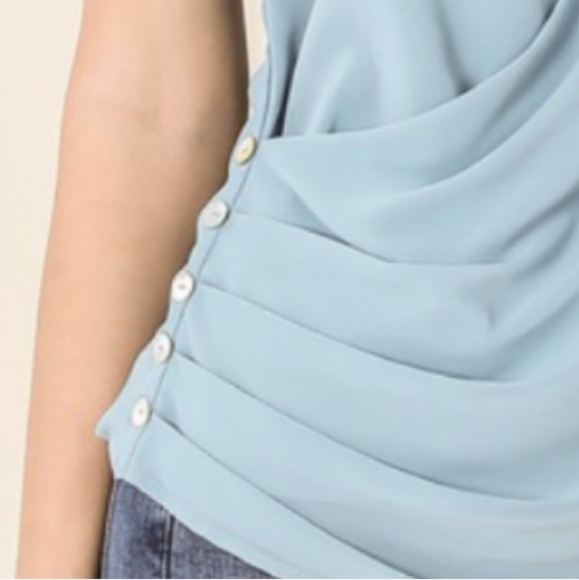 LAST TWO!! Gorgeous Blue Grey Chiffon Top - Picture 2 of 3